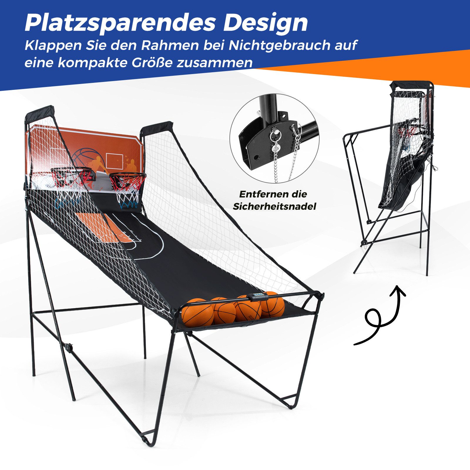 COSTWAY Basketballständer, Faltbares Arcade Basketball mit 8 Spielmodi – Bild 5 von 5