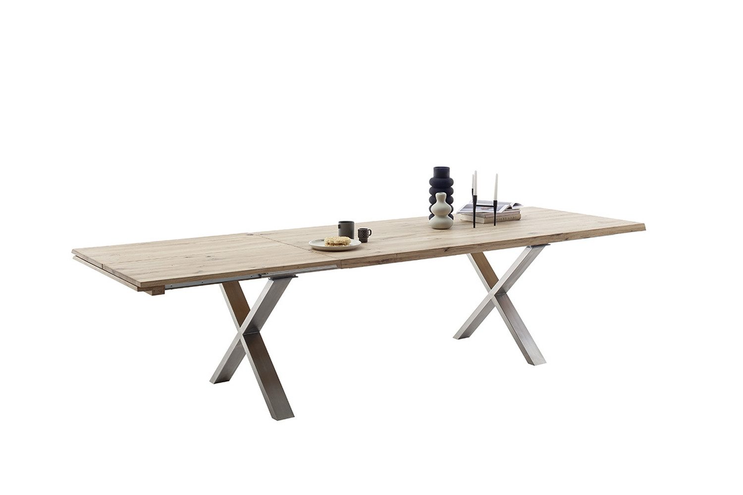 freiraum Tischgestell BROOKLYN (2er Set), (2er Set) X-Form in Edelstahl silber - 78x68x15 (BxHxT)