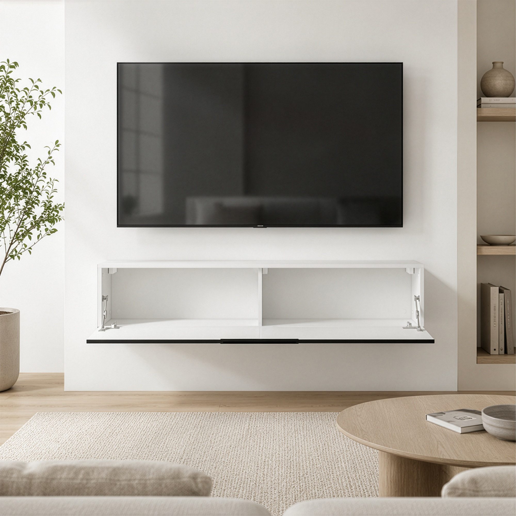 InnoFurn TV-Board Vela (1x hängender Tv-Schrank), Sanftes Öffnen, Made in Germany, Modernes Design, hängender Tv-Board