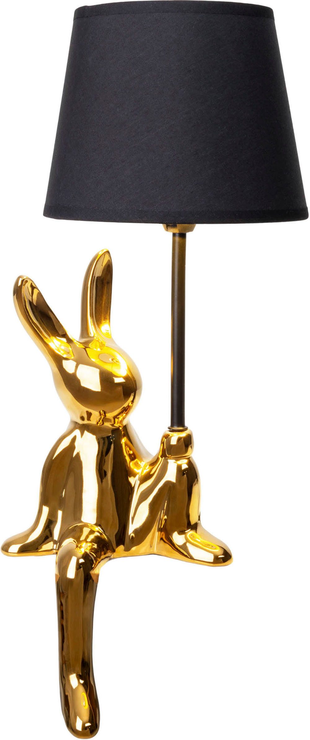 näve Tischleuchte Helge Hase, ohne Leuchtmittel, Osterhase, Keramikfuß, Textilschirm schwarz, Ostern, Tischlampe