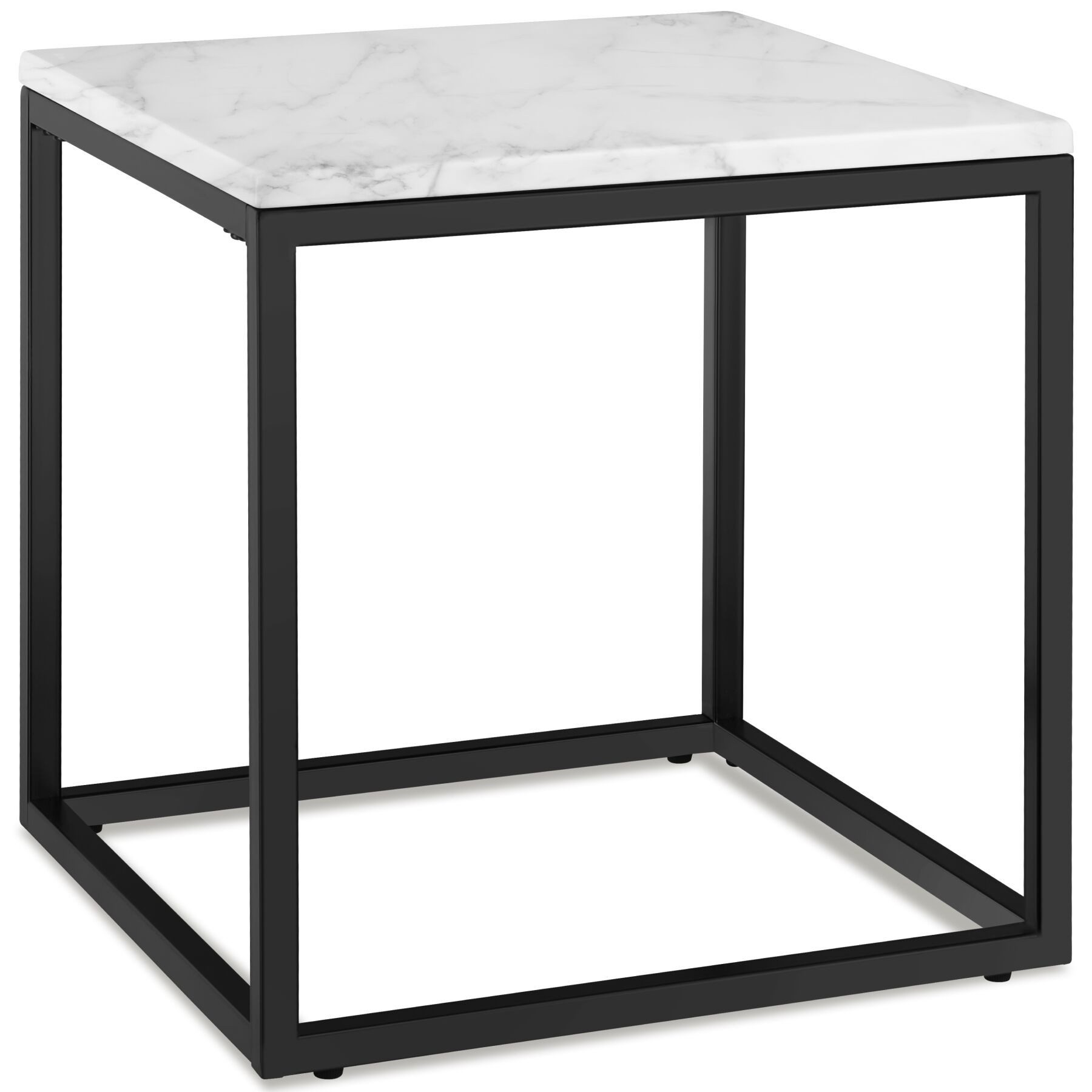 tectake Beistelltisch Couchtisch in Marmoroptik, 45 x 45 x 47,5 cm, Belastbarkeit 12 kg (Wohnzimmertisch Alysia, 1-St., 1 tlg), Moderner, quadratischer Beistelltisch in minimalistischem Stil