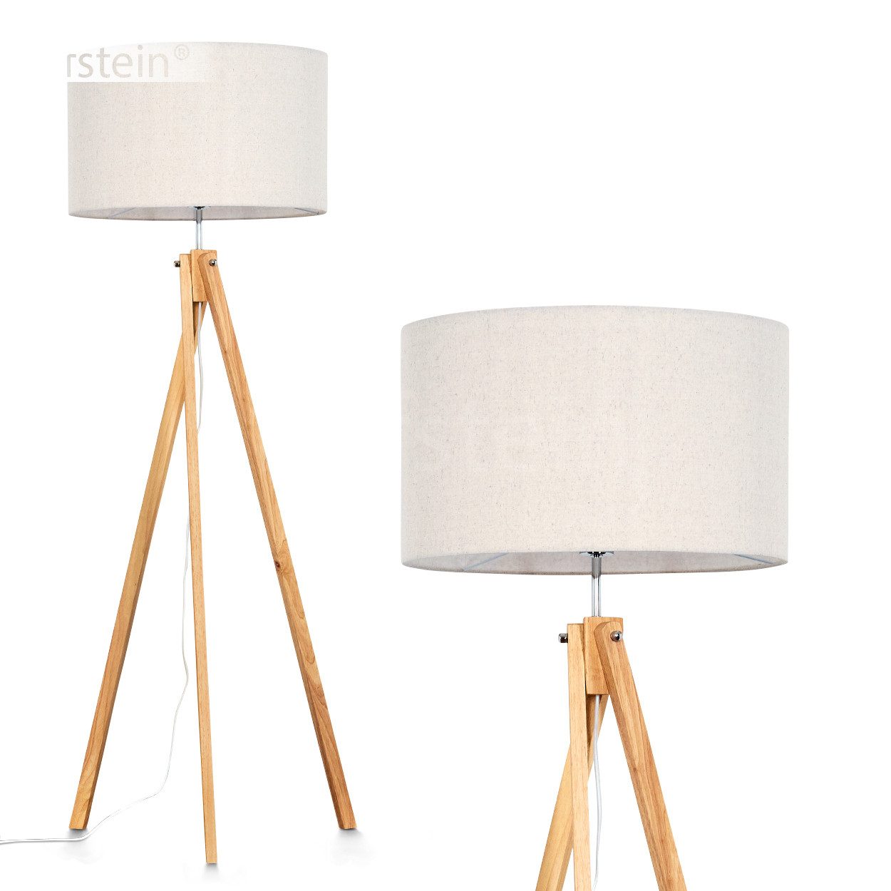 Stehlampe Stehlampe aus Holz/Stoff in Naturfarben/Beige/Weiß