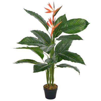 Kunstrasen Künstliche Pflanze Strelitzia mit Topf Rot 100 cm, vidaXL, Höhe: 100 mm