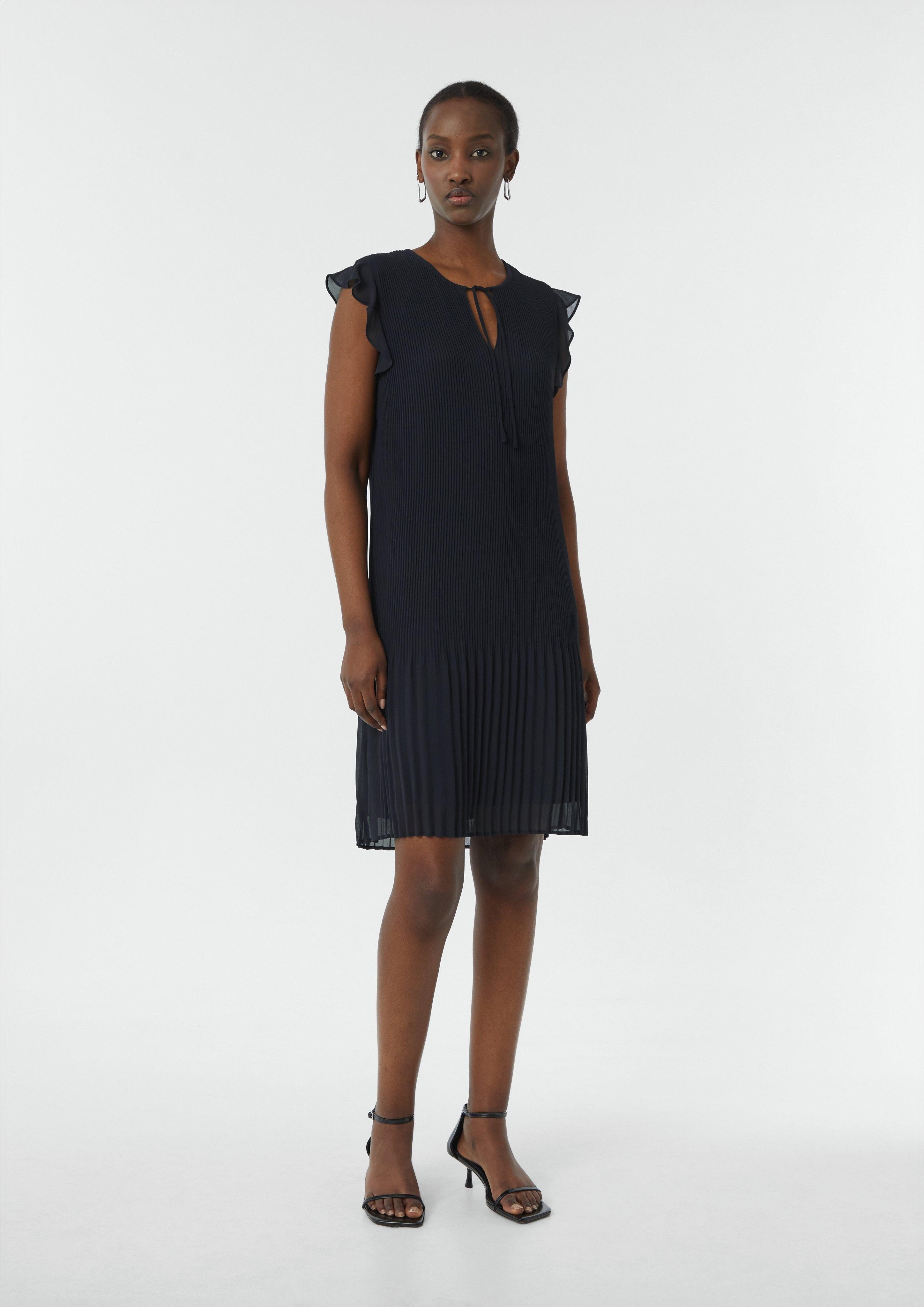 Comma Minikleid Kurzes Plissee-Kleid mit Bindedetail günstig online kaufen