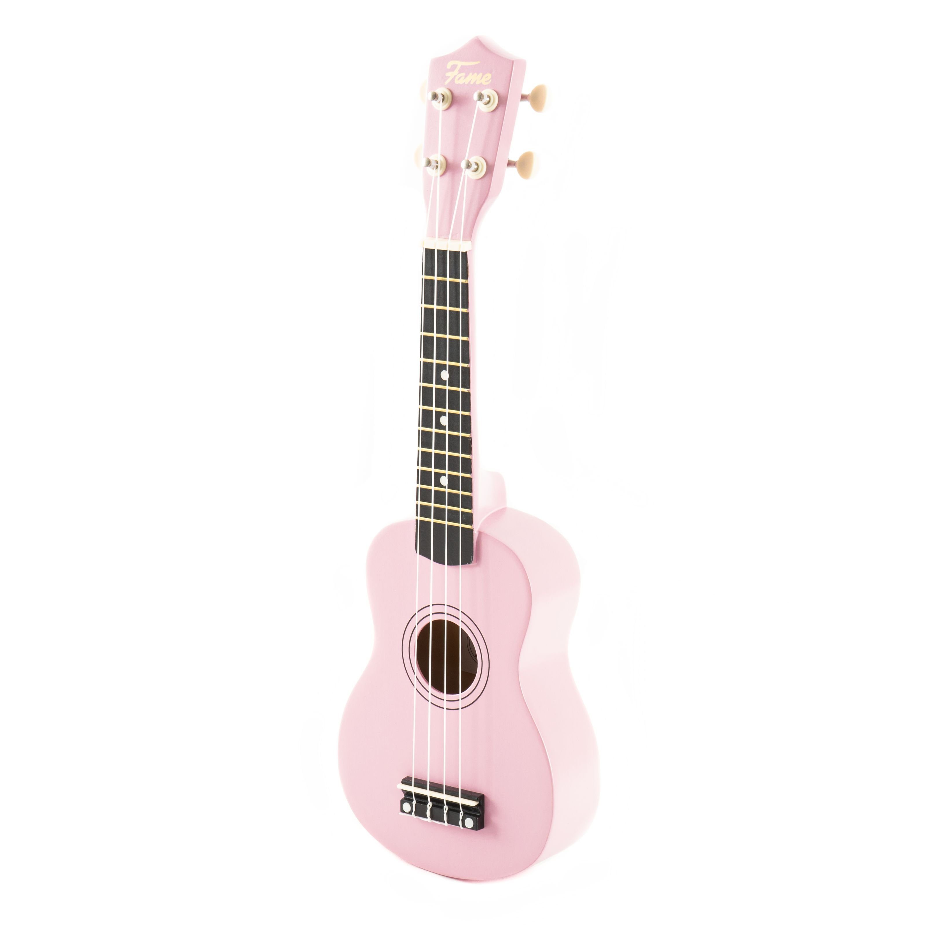 FAME Ukulele, UKE-S BW Sopran Ukulele Light Pink inkl. Bag Lindenholz-Korpus 12-Bündiges Composite-Griffbrett Nickel-Finish, Ukulelen, Sopran Ukulelen, UKE-S BW Sopran Ukulele, Light Pink, Ukulele inkl. Bag
