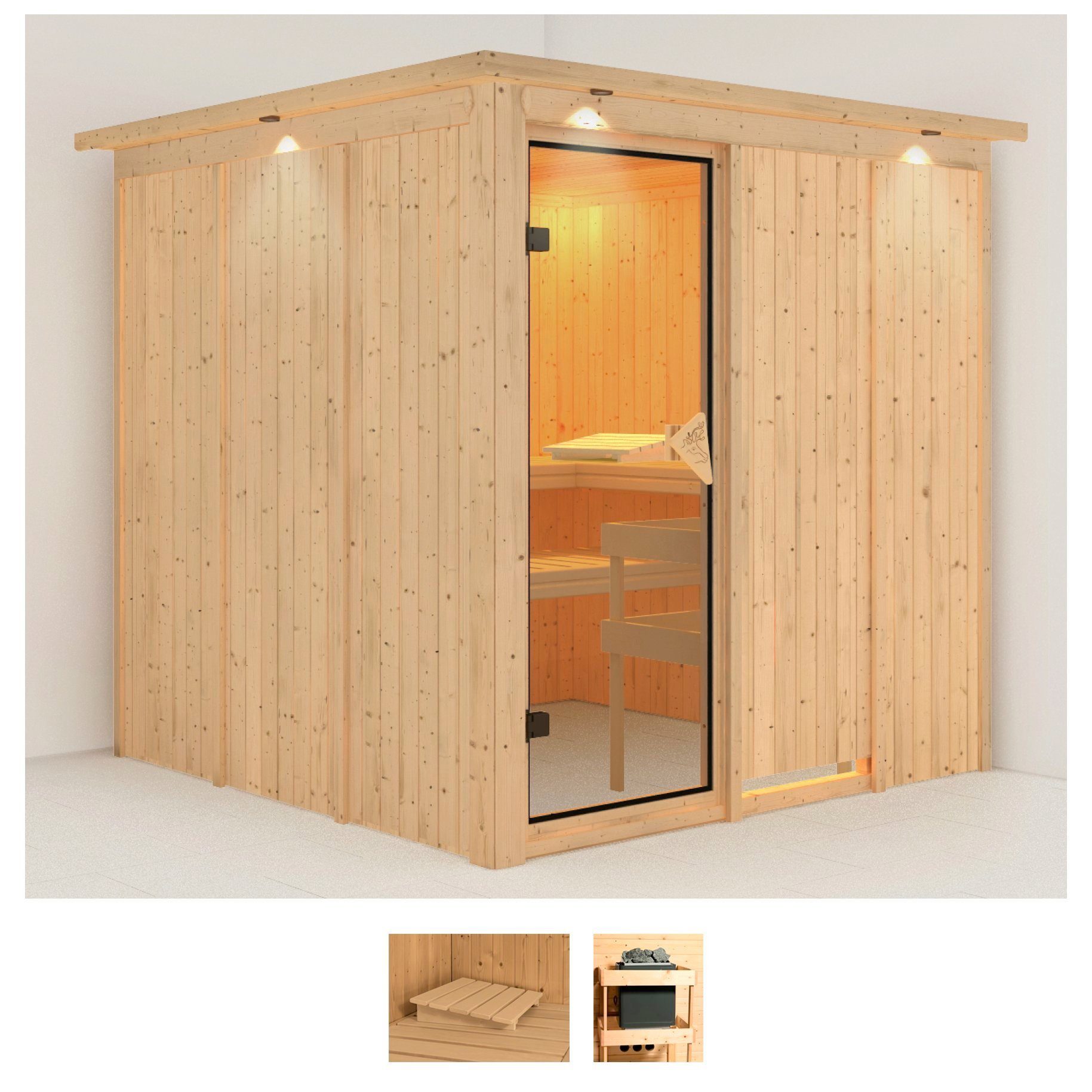Karibu Sauna Rodin, BxTxH: 210 x 210 x 202 cm, 68 mm, (Set) ohne Ofen