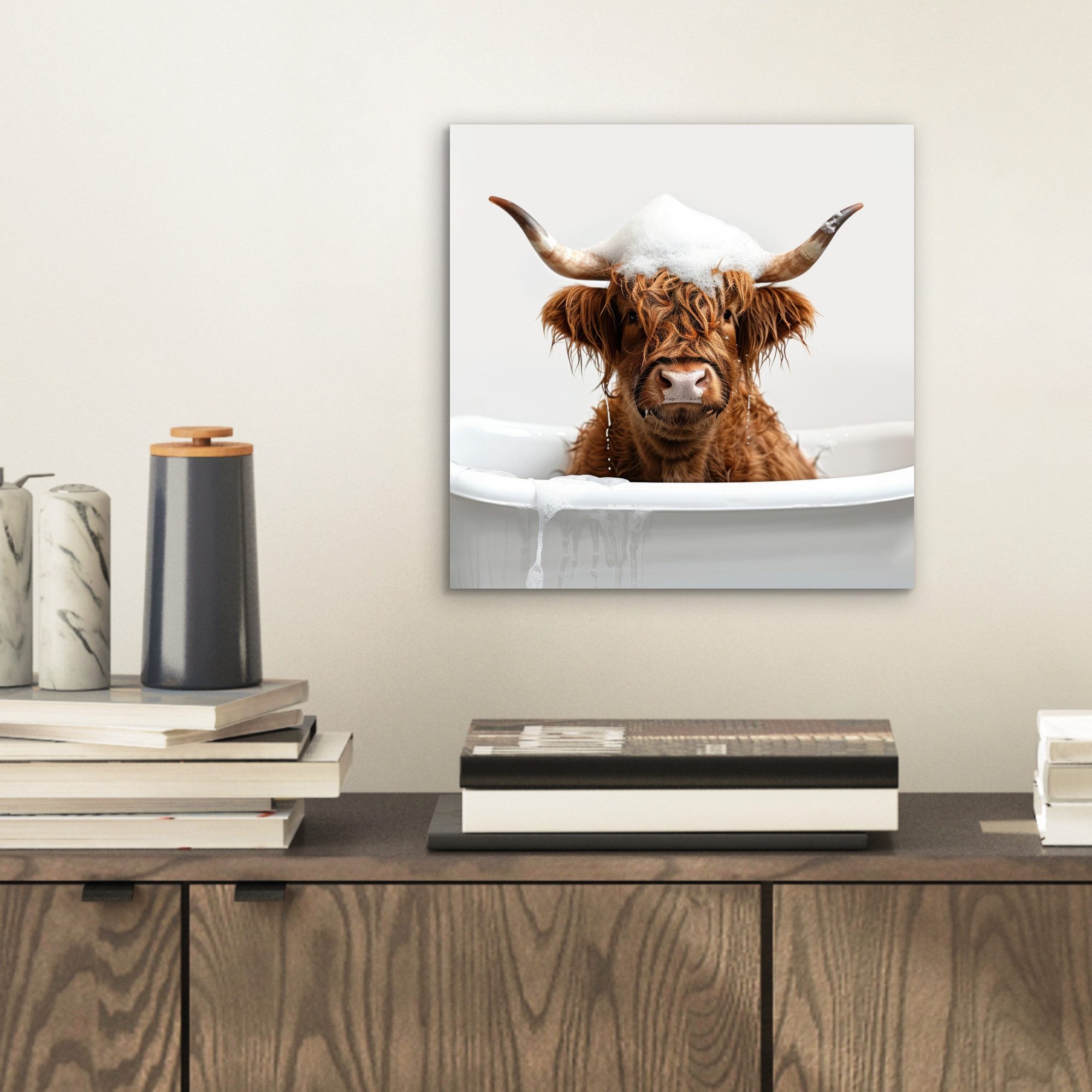 MuchoWow Metallbild Schottischer Highlander - Bad günstig online kaufen