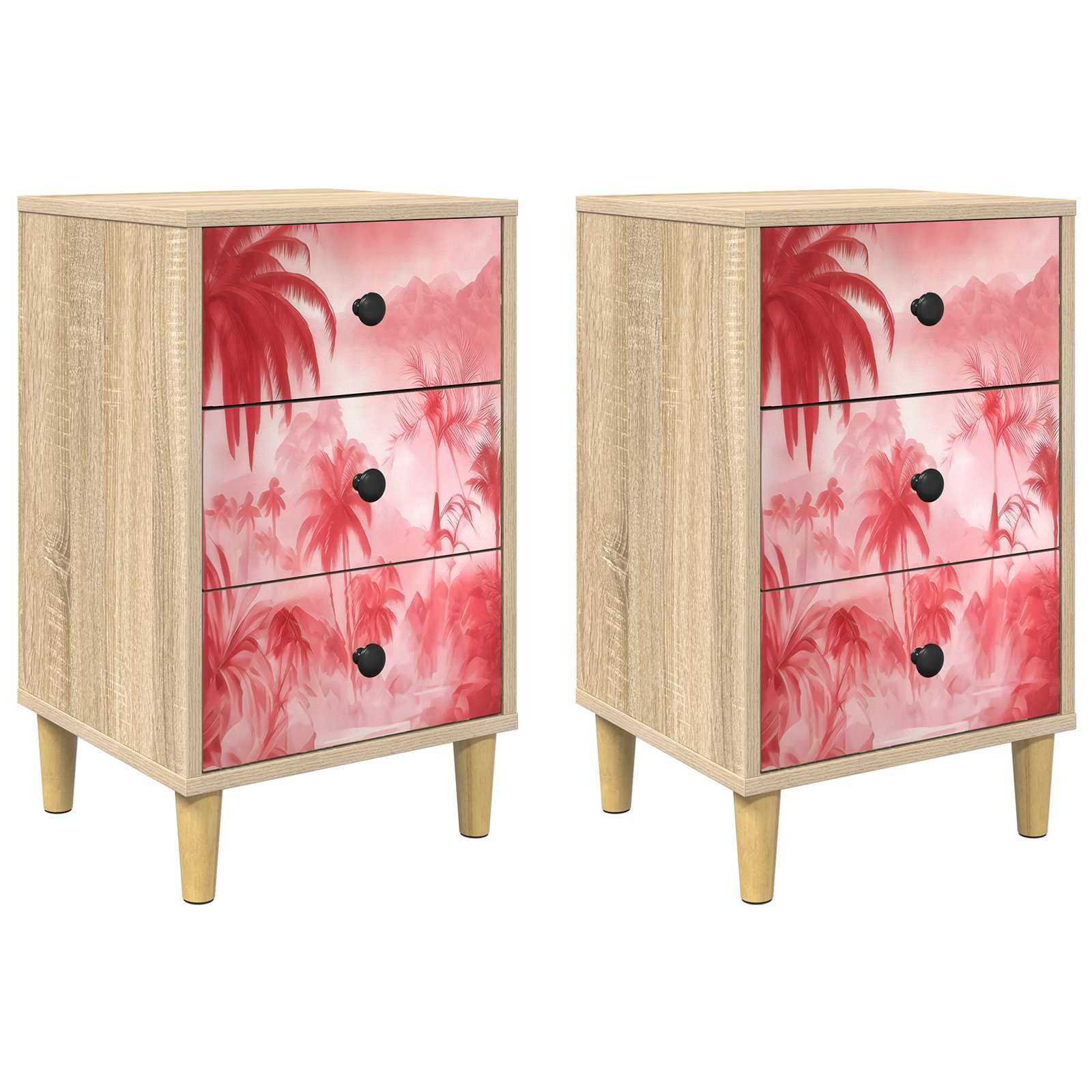 vidaXL Nachttisch Nachttisch AACHEN 2 stk. Sonoma-Eiche 36 x 33 x 60 cm (2-St)