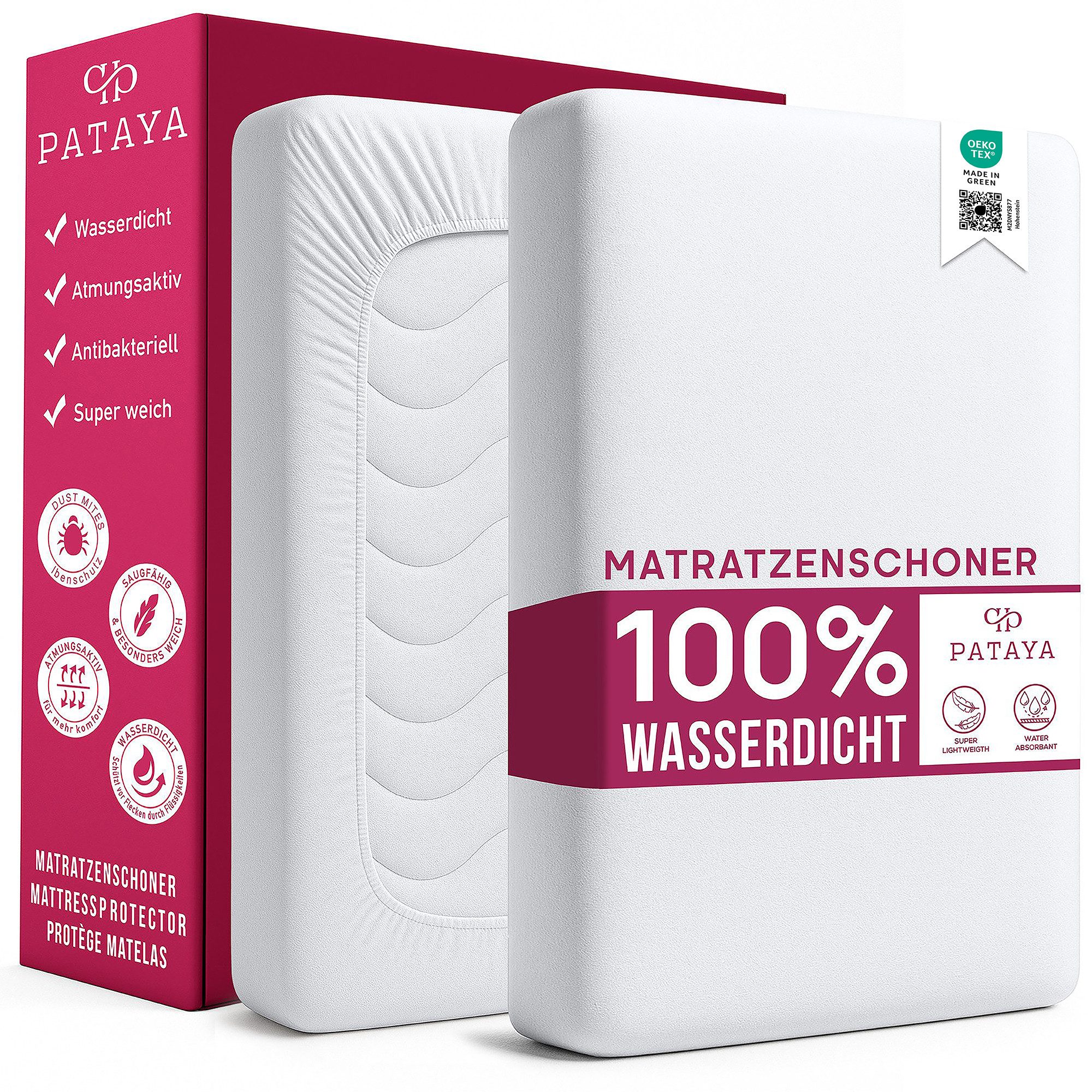 Matratzenschoner 90x200, 140x200, 160x200, 180x200 Matratzenauflage, Fitted Pataya, wasserundurchlässig, atmungsaktiv, pflegeleicht