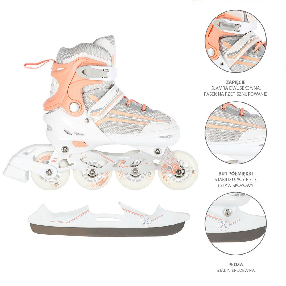 NILS EXTREME Inlineskates Kinderinliner Rollschuhe Schlittschuhe, (Spar-Set, 2-St., 29-33), 2-in-1 Inliner/Schlittschuh, größenverstellbar