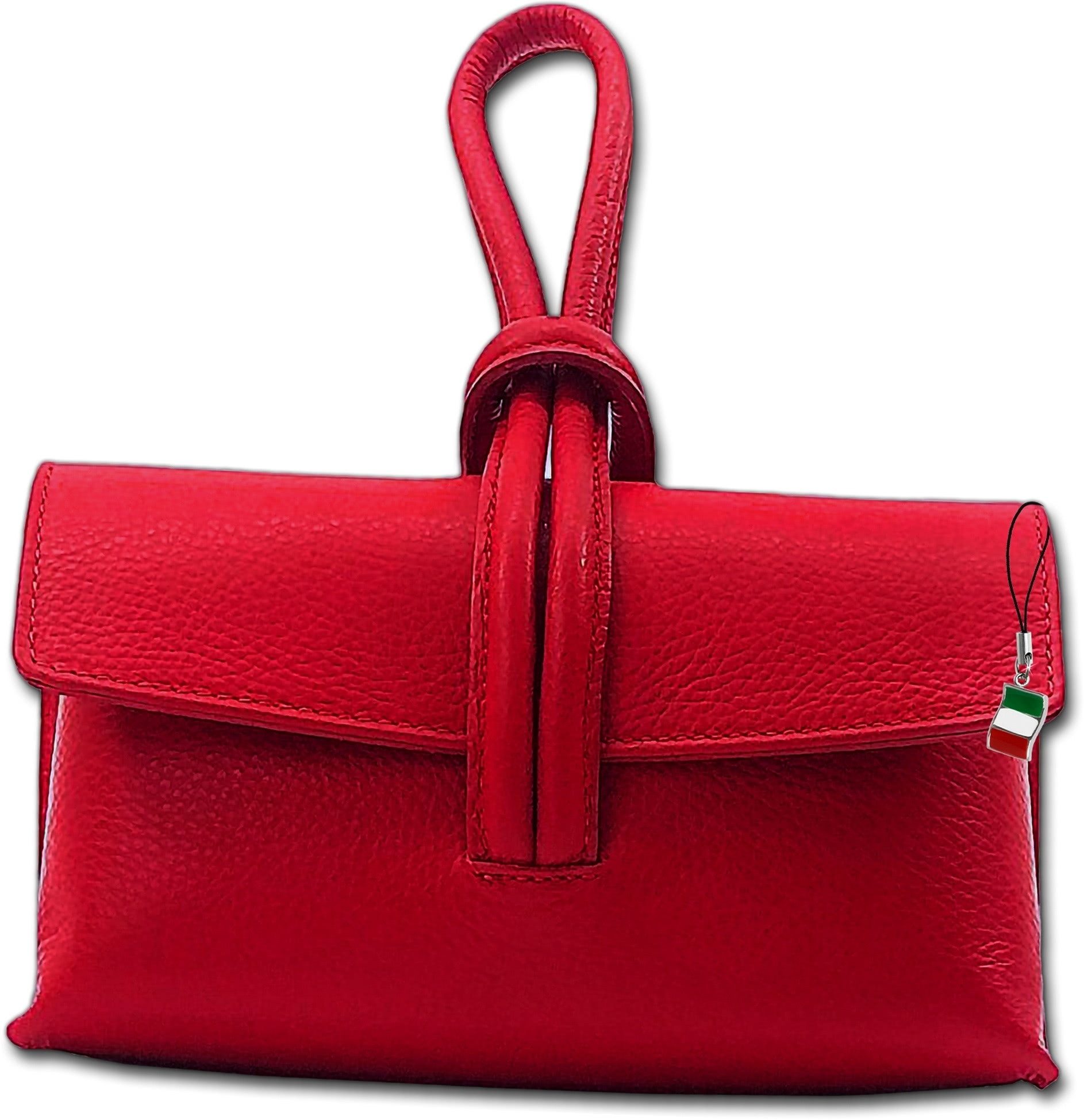FLORENCE Abendtasche Abendtasche rot Florence Tasche Leder (Umhängetasche, Umhängetasche), Damen Tasche Echtes Leder rot, Made-In Italy
