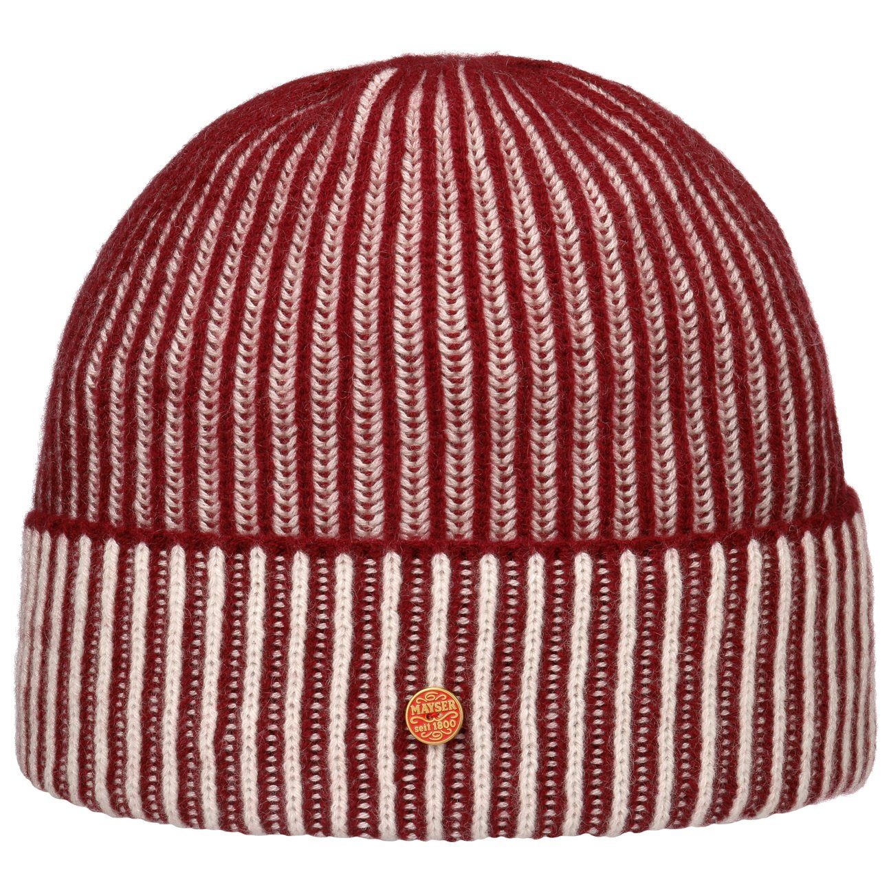 Mayser Beanie (1-St) Kaschmirmütze mit Umschlag, Made in Italy bordeaux