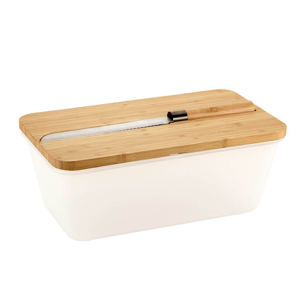 KESPER® Brotkasten Brotbox, Bambus, Melamin, (Set, 3-tlg), inkl. integriertem Brotmesser