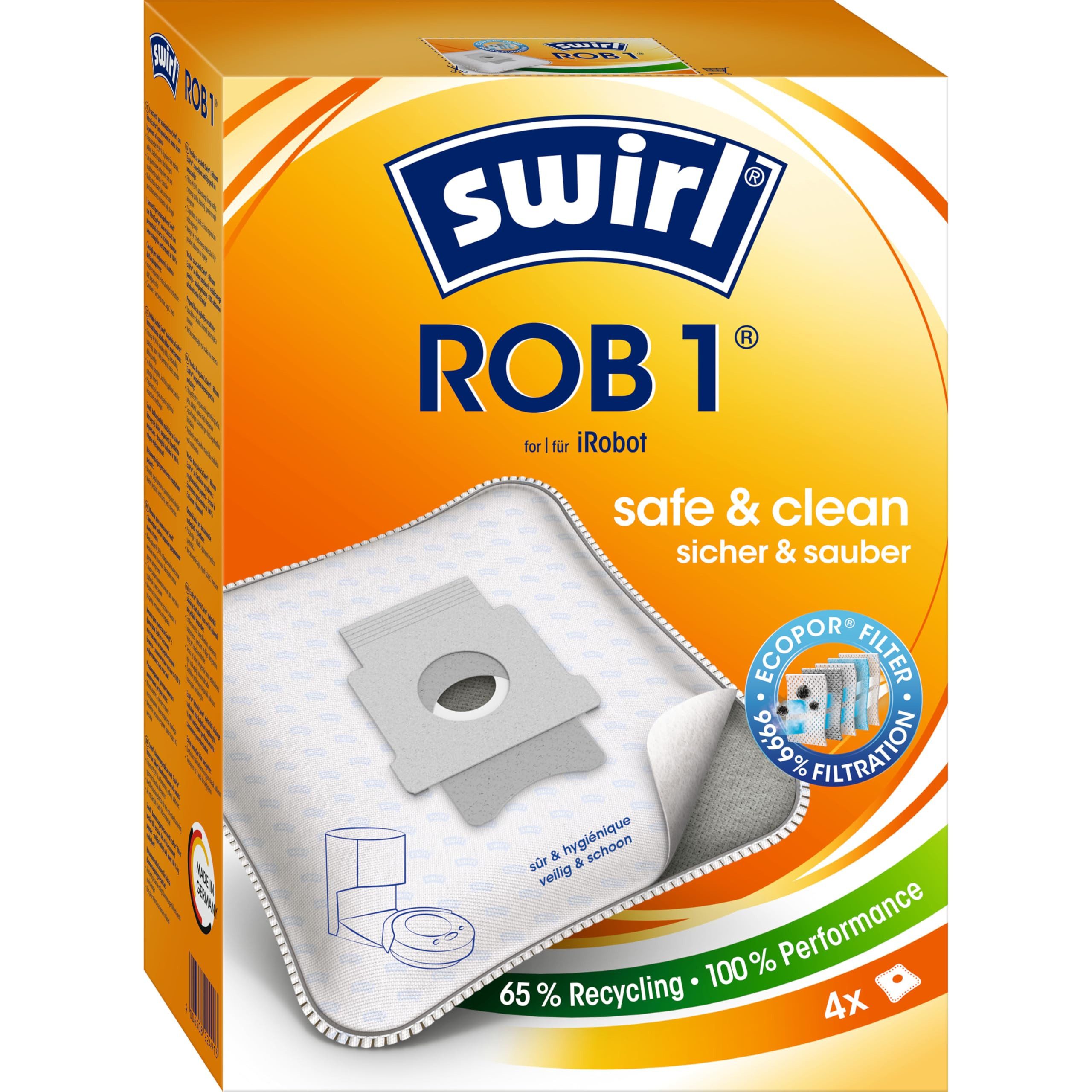 Swirl Staubsaugerbeutel EcoPor, Recycelter Staubbeutel für iRobot Roomba