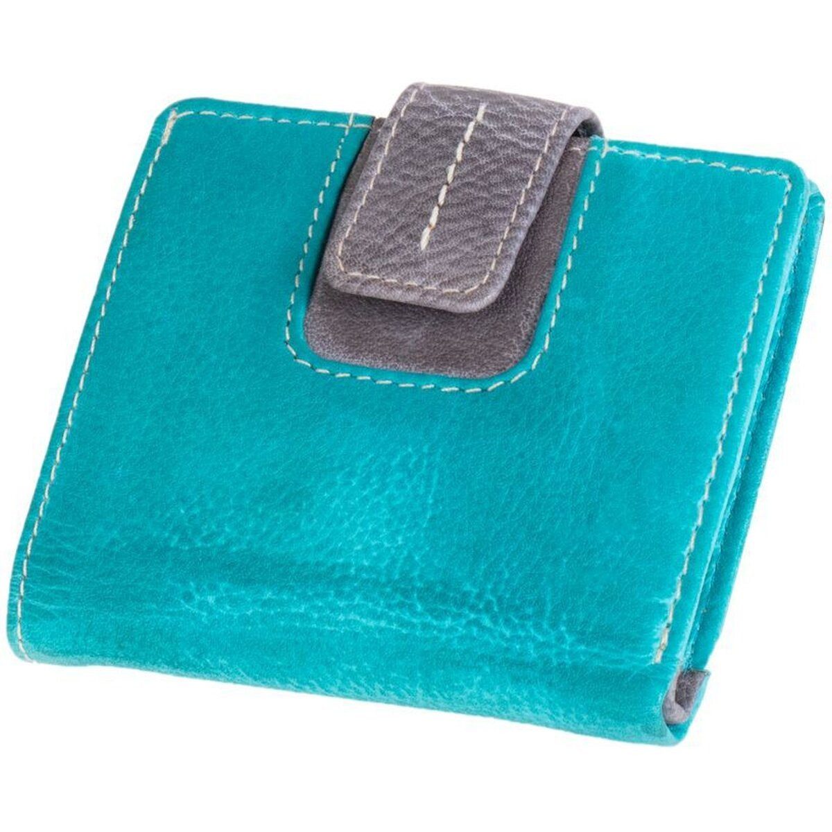 Mika Gürteltasche Damengeldbörse zweifarbig Leder 9x10x2cm türkis