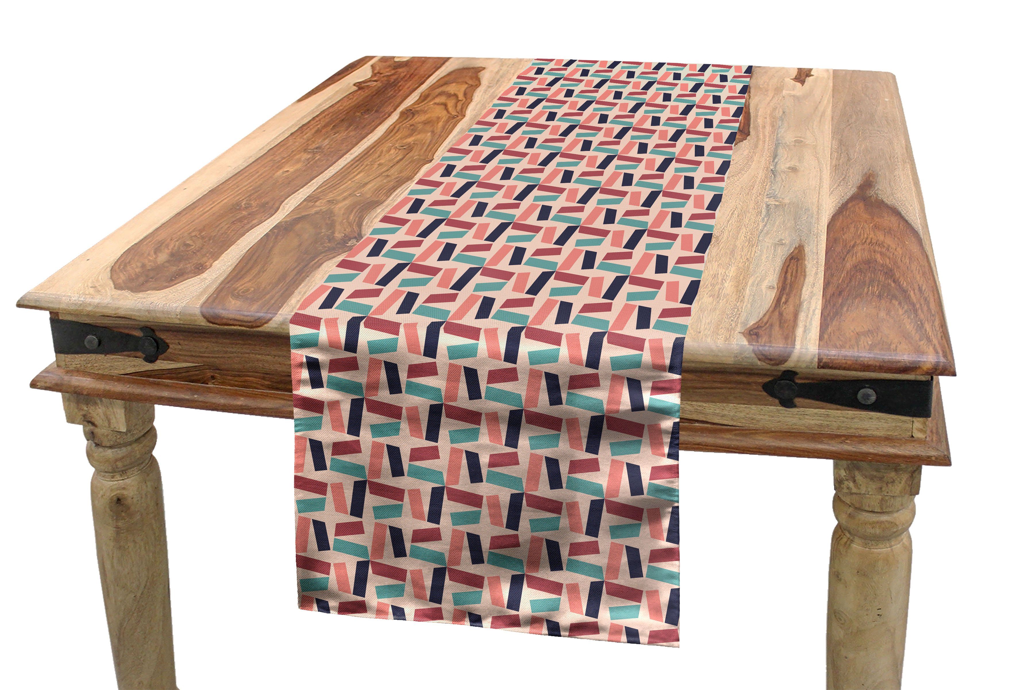 Abakuhaus Tischläufer Esszimmer Küche Rechteckiger Dekorativer Tischläufer, Geometrisch Buntes Mosaik
