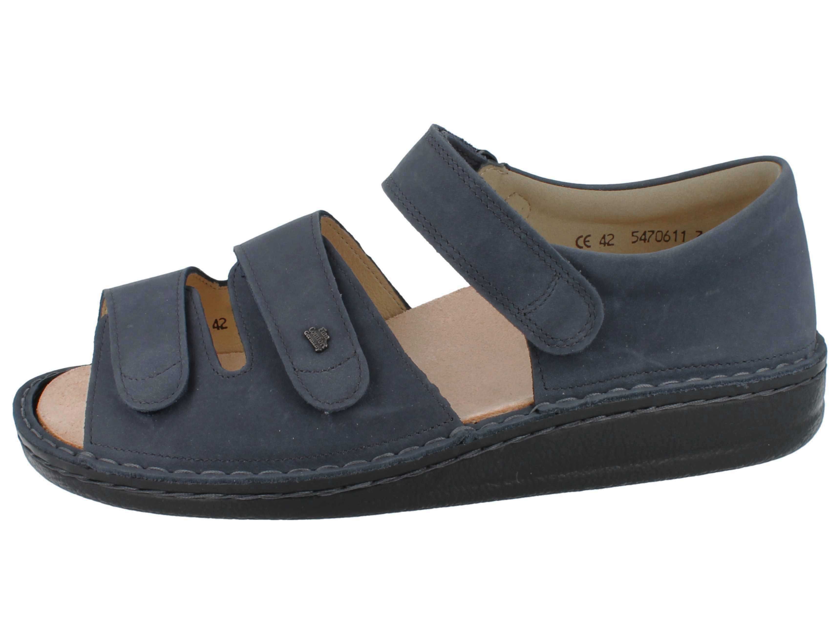 Finn Comfort FINN COMFORT Baltrum Herren Sandale blau-grau Nubukleder - Größe: 41 Sandale Wechselfußbett
