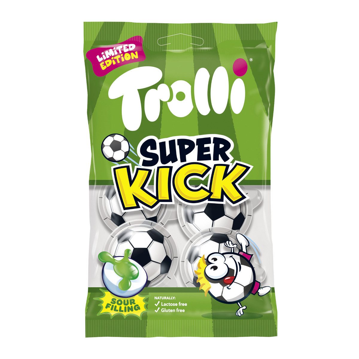 TROLLI Süßigkeit, Trolli Super Kick Schaumzuckerbonbon mit Füllung 4 Stück Packung 75g