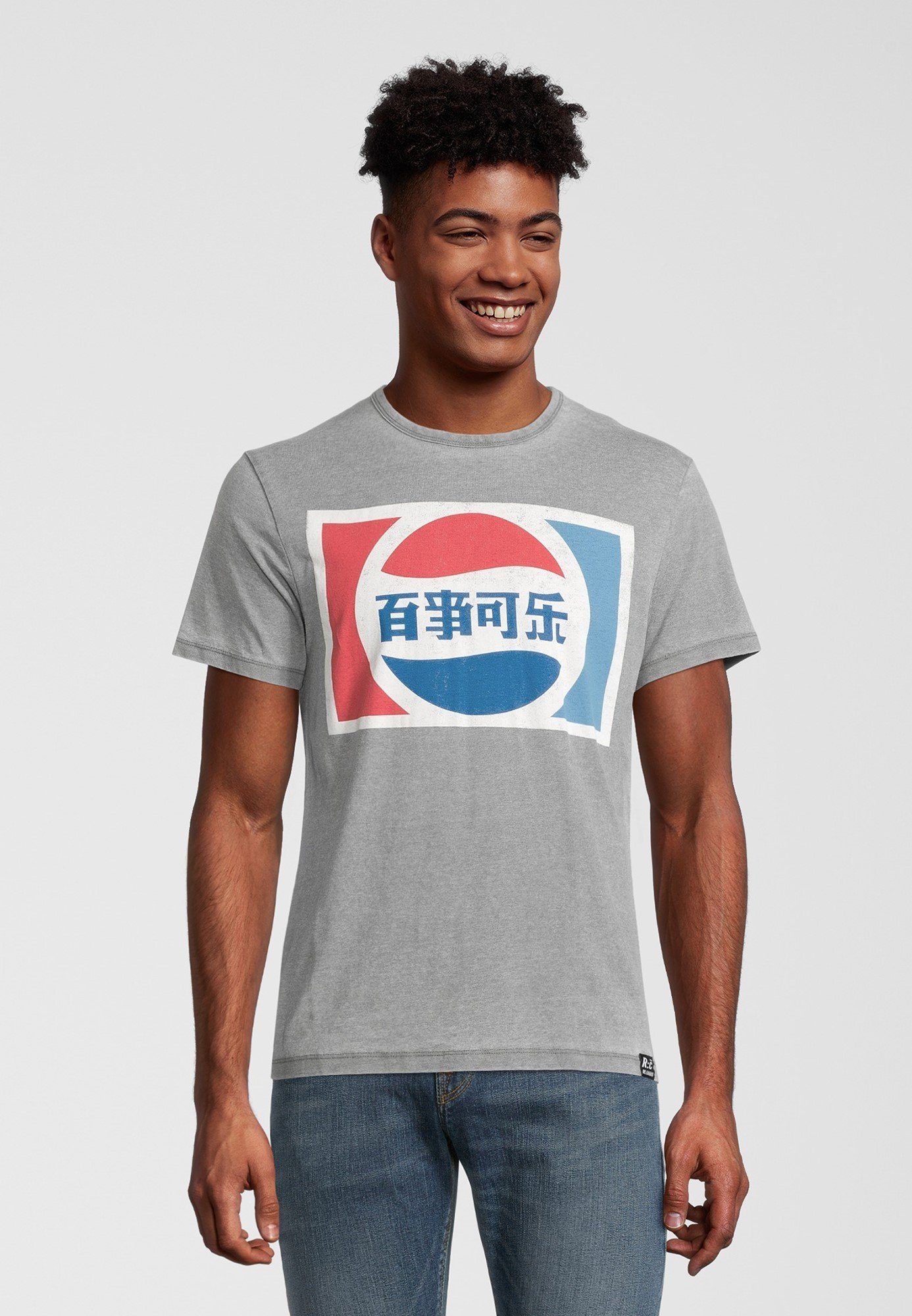 Recovered T-Shirt Pepsi Classic China Logo Light Grey GOTS zertifizierte Bio-Baumwolle