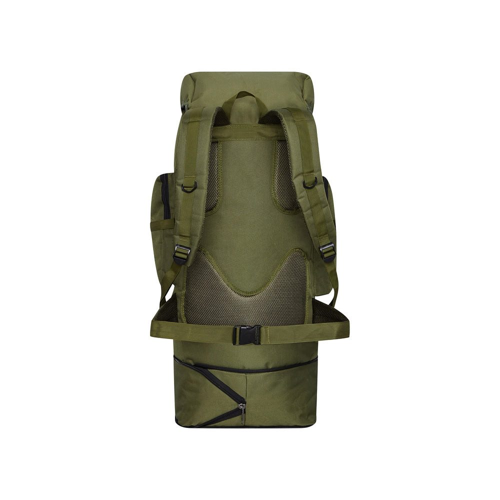 NILS CAMP Trekkingrucksack Militärrucksack Reiserucksack Outdoorrucksack (Spar-Set, 1-tlg., 75-90 x 41 x 30 cm), 100 l, 5 Fronttaschen, MOLLE-Panel, verkürzbar
