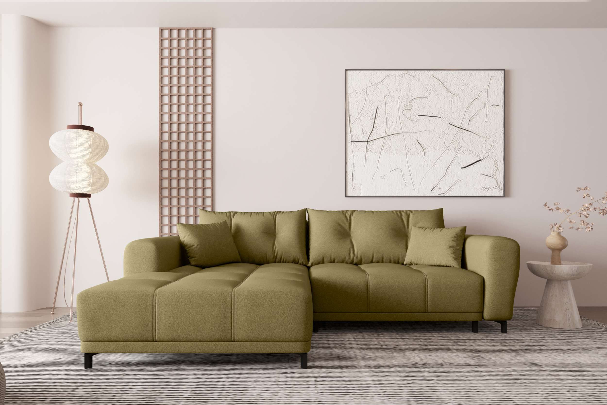 99rooms Ecksofa Massimo, Sofa L-Form, Eckcouch, mit Schlaffunktion,Rundumbezug, in Strukturstoff NEVE