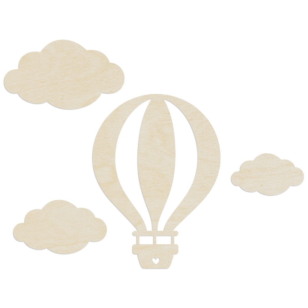 WANDStyle Wanddekoobjekt "Ballon mit Wolken" aus Holz, Pappel