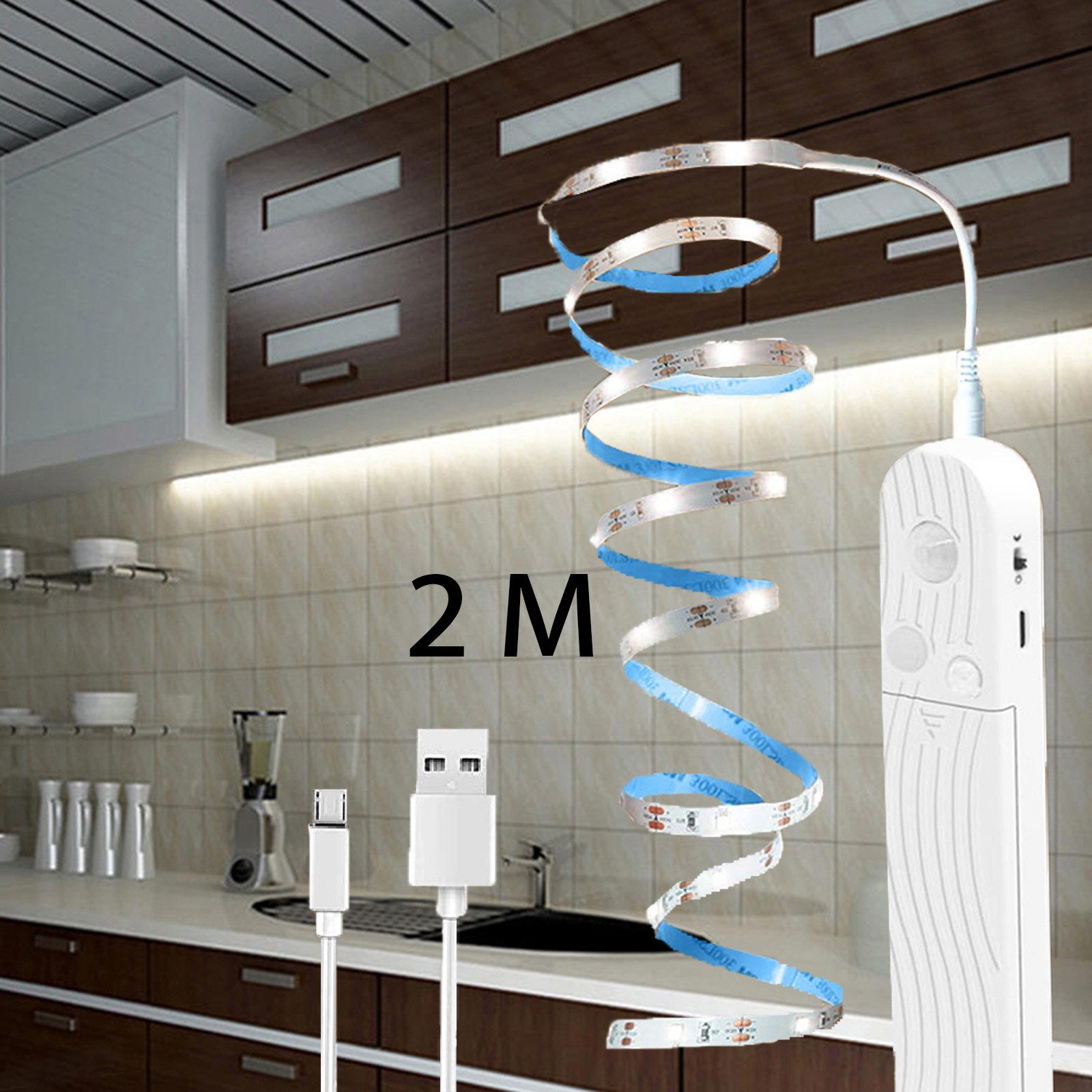 MUPOO LED Stripe Lichtstreifen Bewegungsmelder, USB-/Batteriebetrieben günstig online kaufen