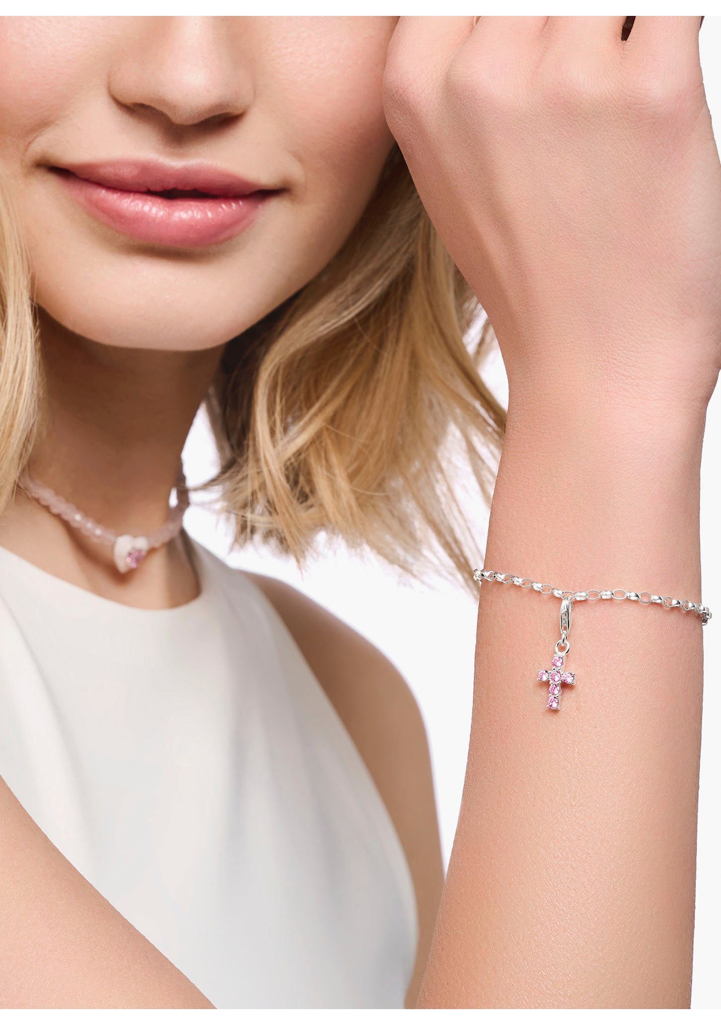 THOMAS SABO Charm-Einhänger Kreuz Silber, mit Zirkonia (synth)