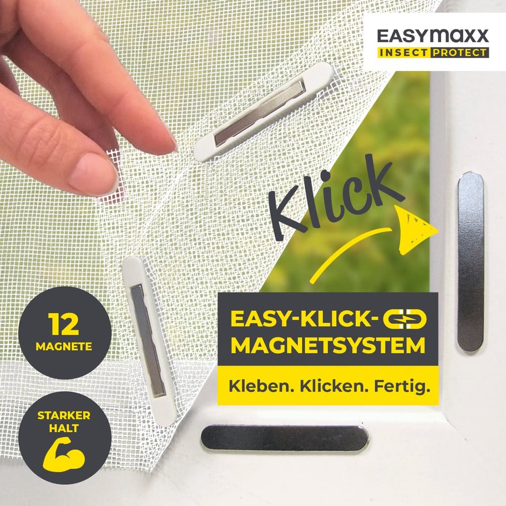 EASYmaxx Insektenschutz-Fensterrahmen Insect Protect Insektenschutzgitter 110 x 130 cm mit Magnetbefestigung, (1-St), Schutz gegen Mücken, Fliegen, Wespen etc. magnetisch leicht anbringbar