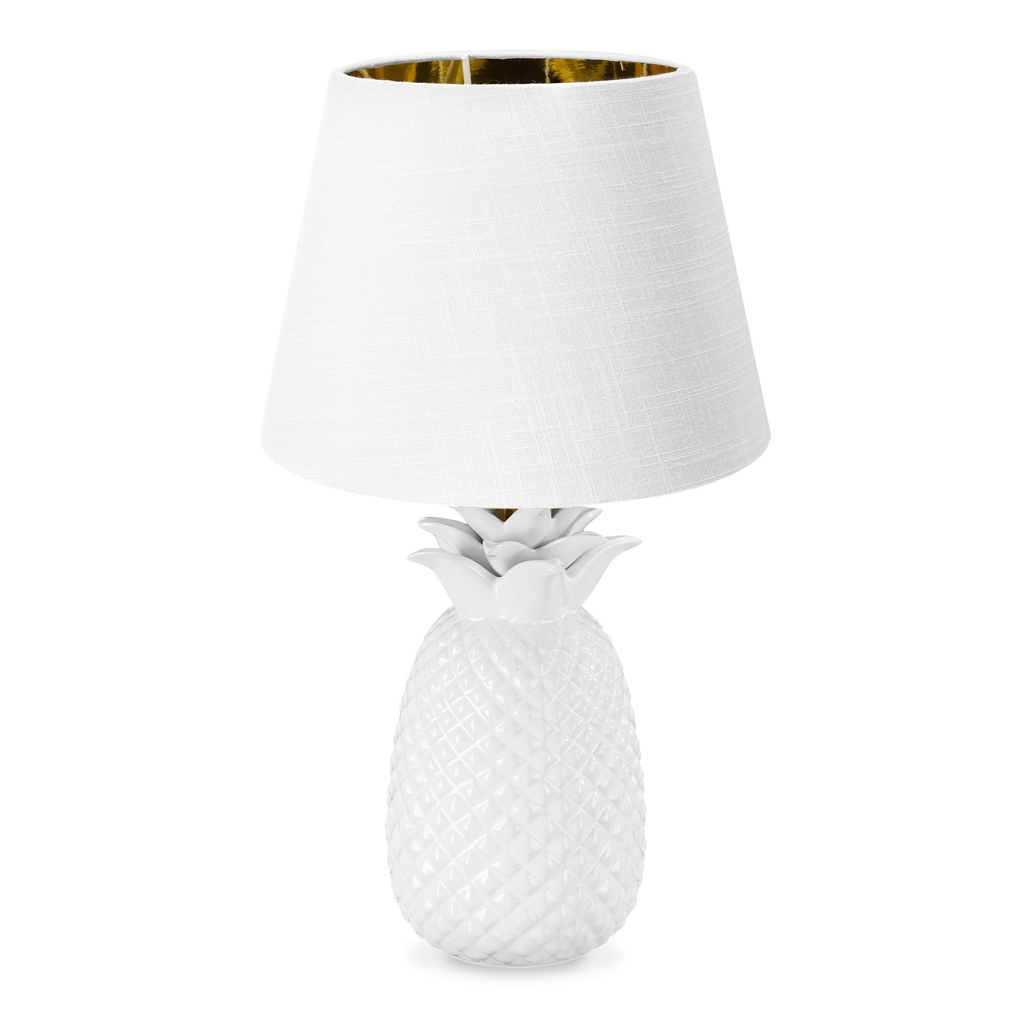 Navaris Tischleuchte Tischlampe Ananas Design - 40cm hoch - Dekolampe mit E27 Gewinde Weiß