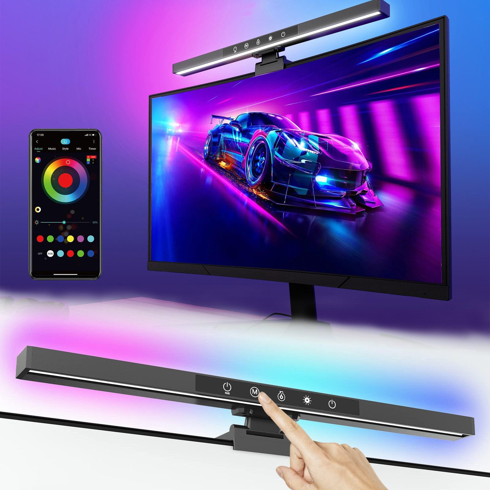 LMaxhome LED Lichtleiste RGB Smart Computer Monitor Schreibtischlampe USB B günstig online kaufen