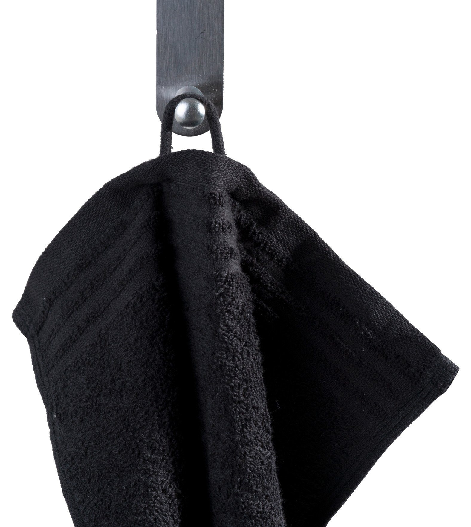 30 50 (1-St), Baumwolle Schwarz, cm, mit Handtücher x Aufhängeschlaufe Unifarben, HAMBURG, Gözze