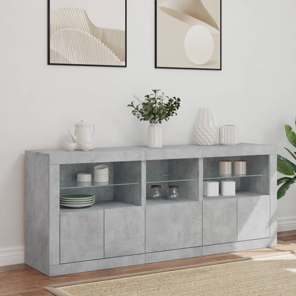 vidaXL Sideboard Sideboard mit LED-Leuchten Betongrau günstig online kaufen