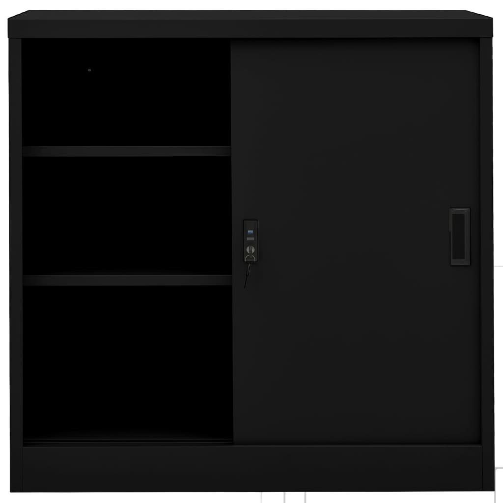 vidaXL Aktenschrank Büroschrank mit Schiebetür Schwarz 90x40x90 cm Stahl (1-St)