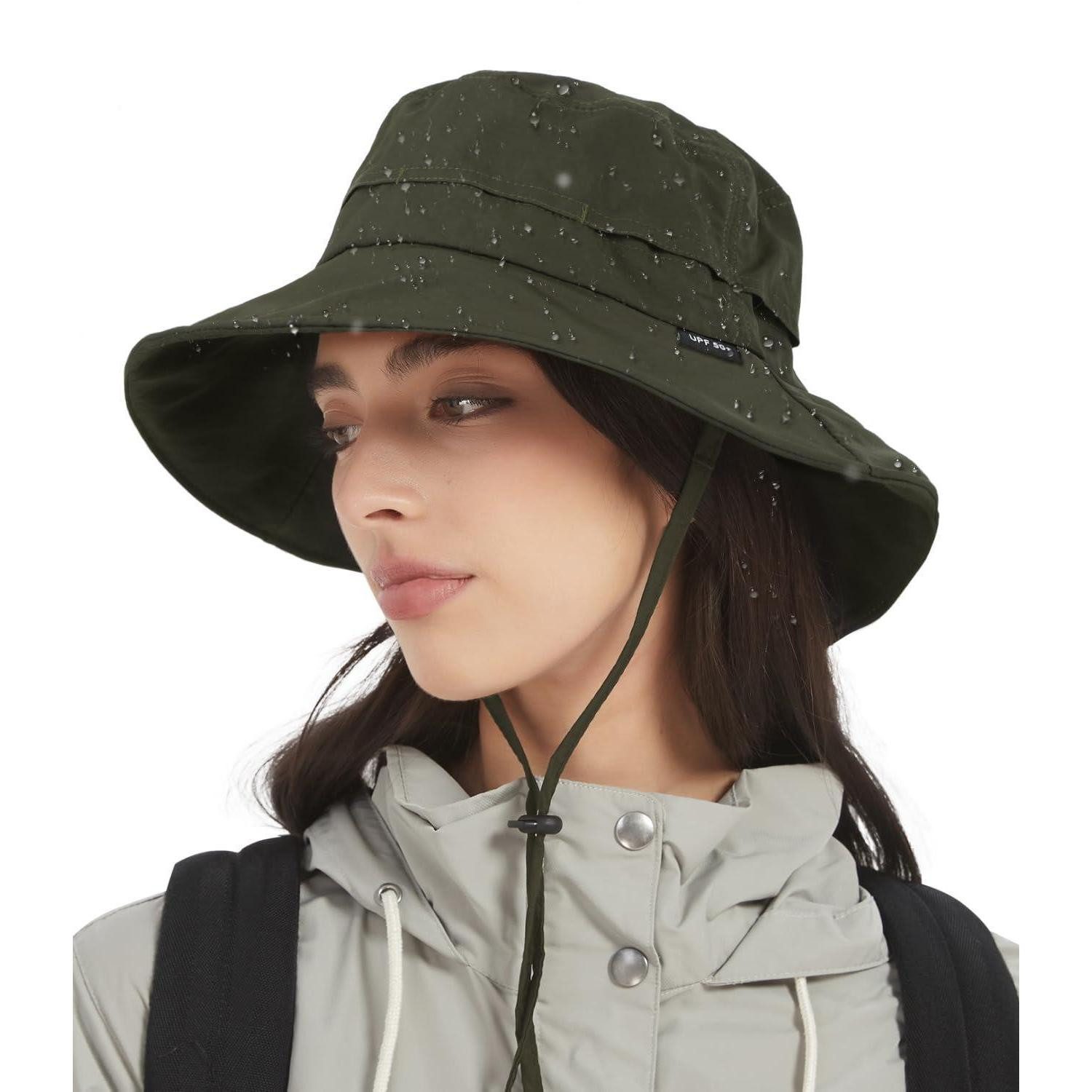LuxusKollektion Outdoorhut Regenhut Damen Wasserdicht UV Schutz Faltbar Einheitsgröße Grün