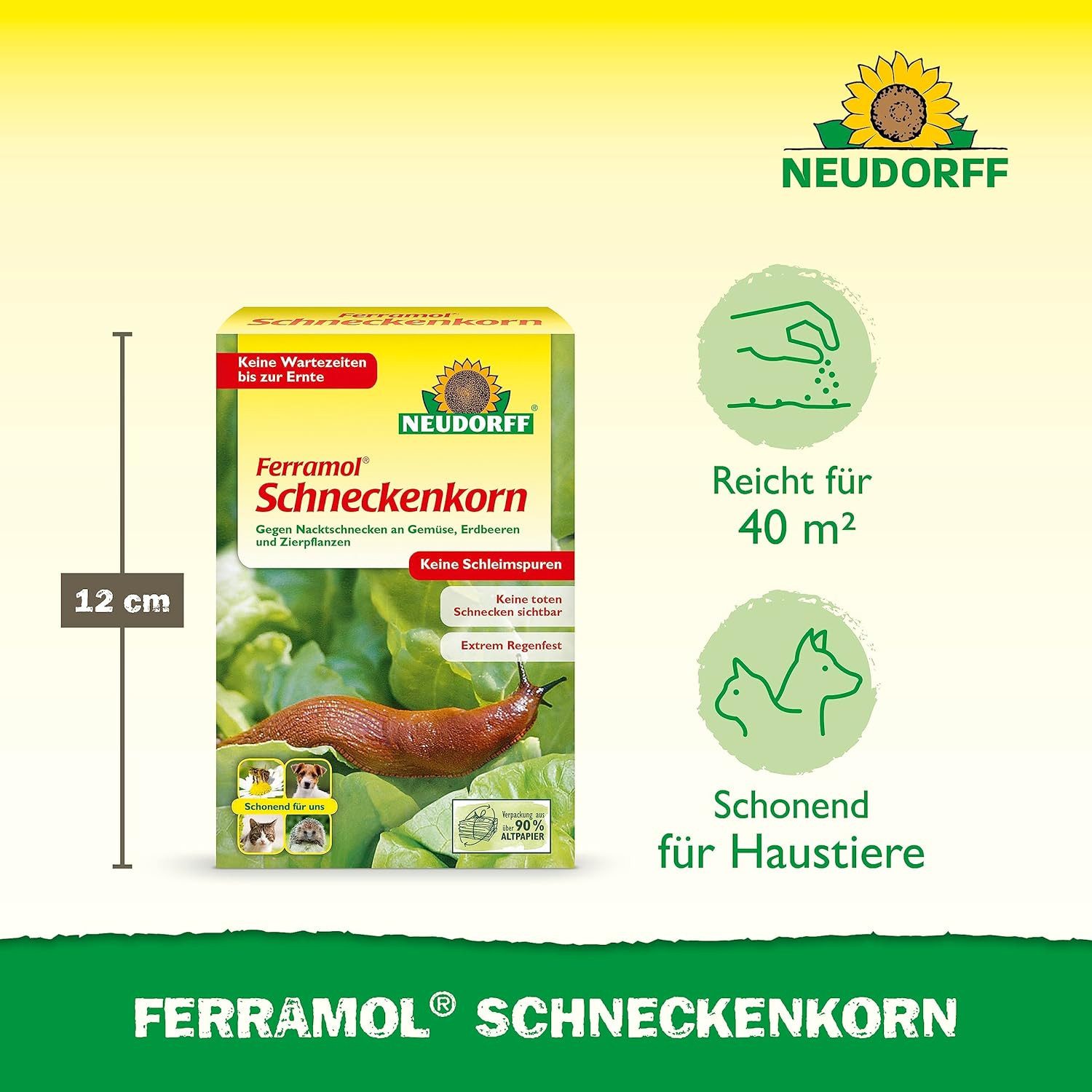 Neudorff Pflanzenstärkungsmittel Ferramol Schneckenkorn 200 g für 40 m², schonend für Tiere & extrem regenfest durch neue Ködertechnologie, schneller & zuverlässiger Schneckenschutz gegen Nacktschnecken, Regenfester Schneckenköder mit sofortigem Fraßstopp