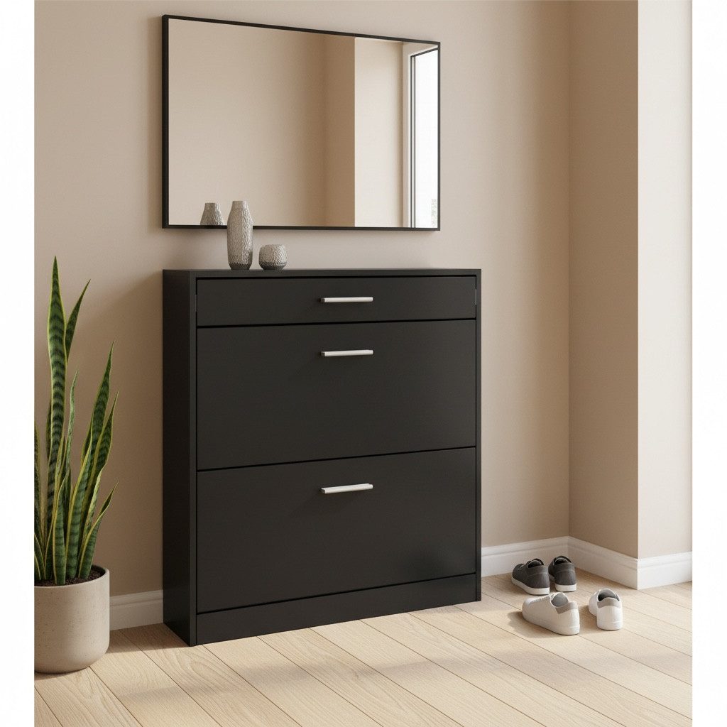 InnoFurn Schuhschrank Roma Schuhkipper (schmaler Flurschrank) Platzsparender Schuhkipper Flurschrank für Diele Flur Garderobe – Bild 2 von 5