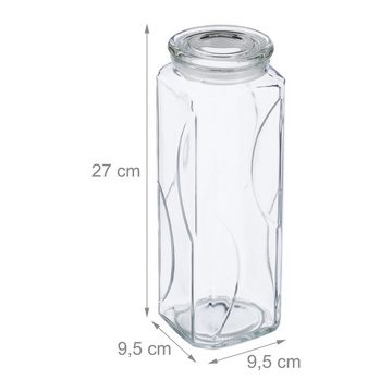 relaxdays Vorratsglas 6er Set Vorratsgläser mit Deckel 1650 ml, Glas
