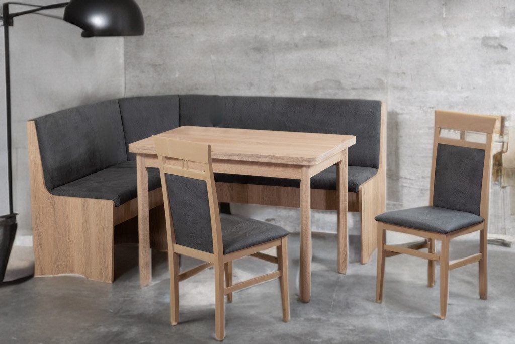 Stolebaenk Eckbankgruppe Duisburg Titanic Sonoma Ibiza FG MA+PE, (Eckbankgruppe, 1 x Eckbank, 1 x Tisch, 2 x Stuhl)