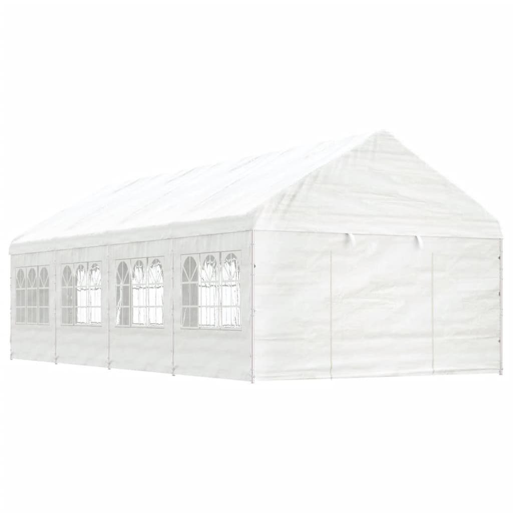 vidaXL Partyzelt Pavillon mit Dach Weiß 8,92x4,08x3,22 m Polyethylen