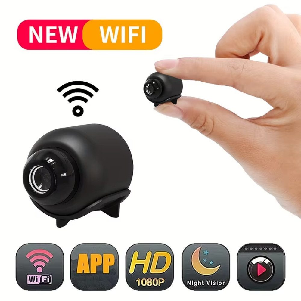 Athlix Überwachungskamera X5 Mini-Kamera 1080P WiFi-Überwachungskamera 2er-Set (Fernzugriff durch App, Platzsparende Bauform)