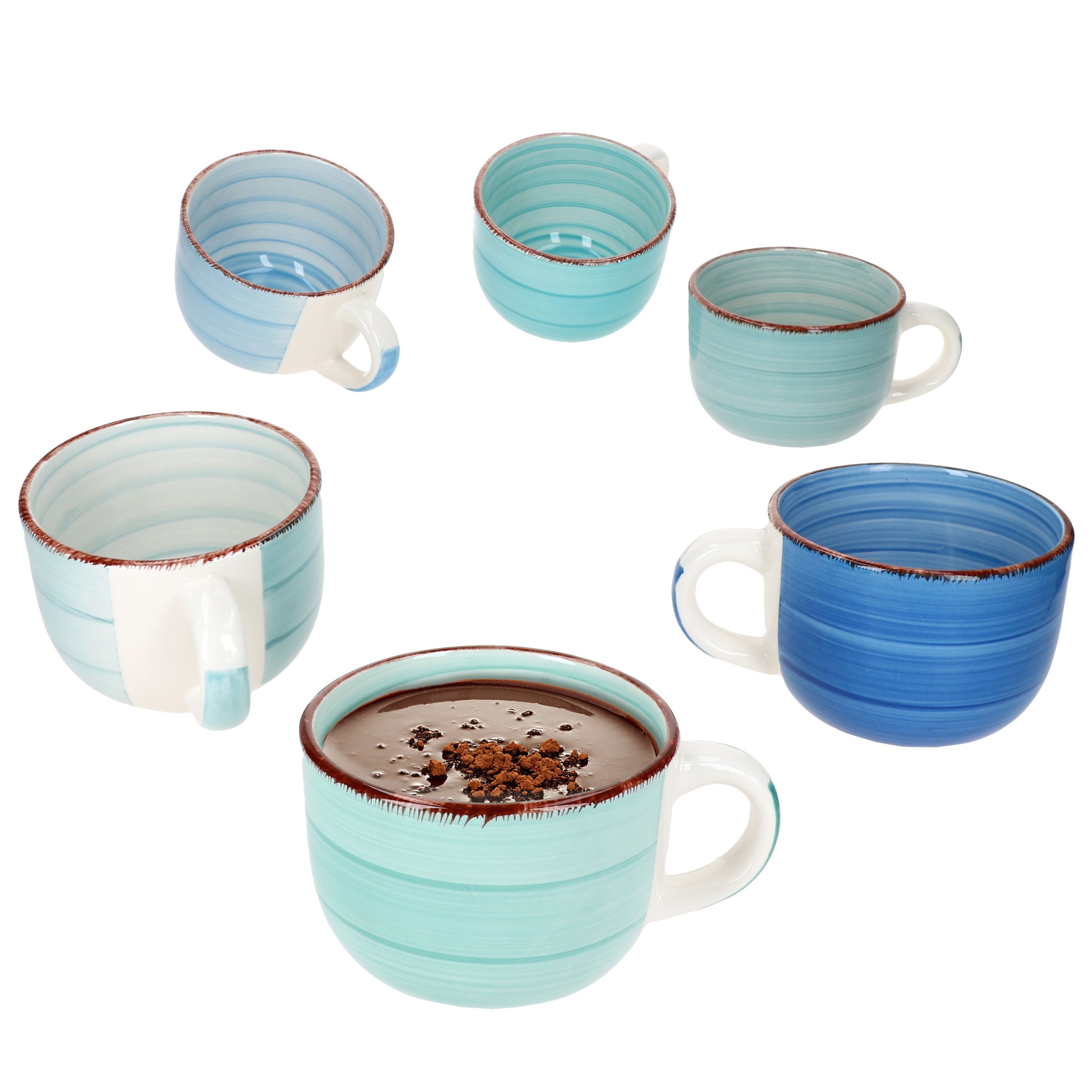 Becher 6er Set Blue Jumbotasse 400ml 6 Personen blaue XL-Becher