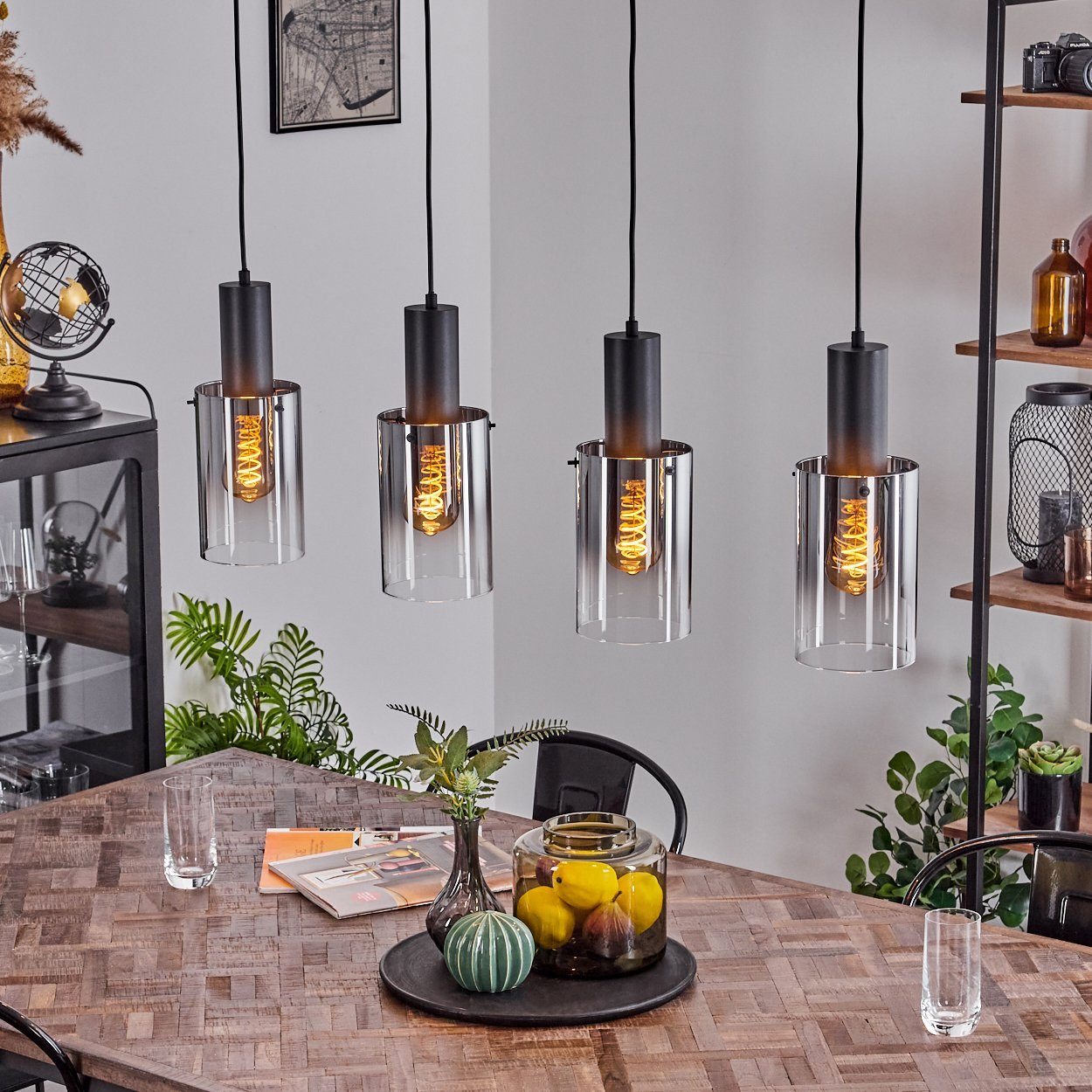 hofstein Pendelleuchte Hängelampe aus Metall/Glas in günstig online kaufen