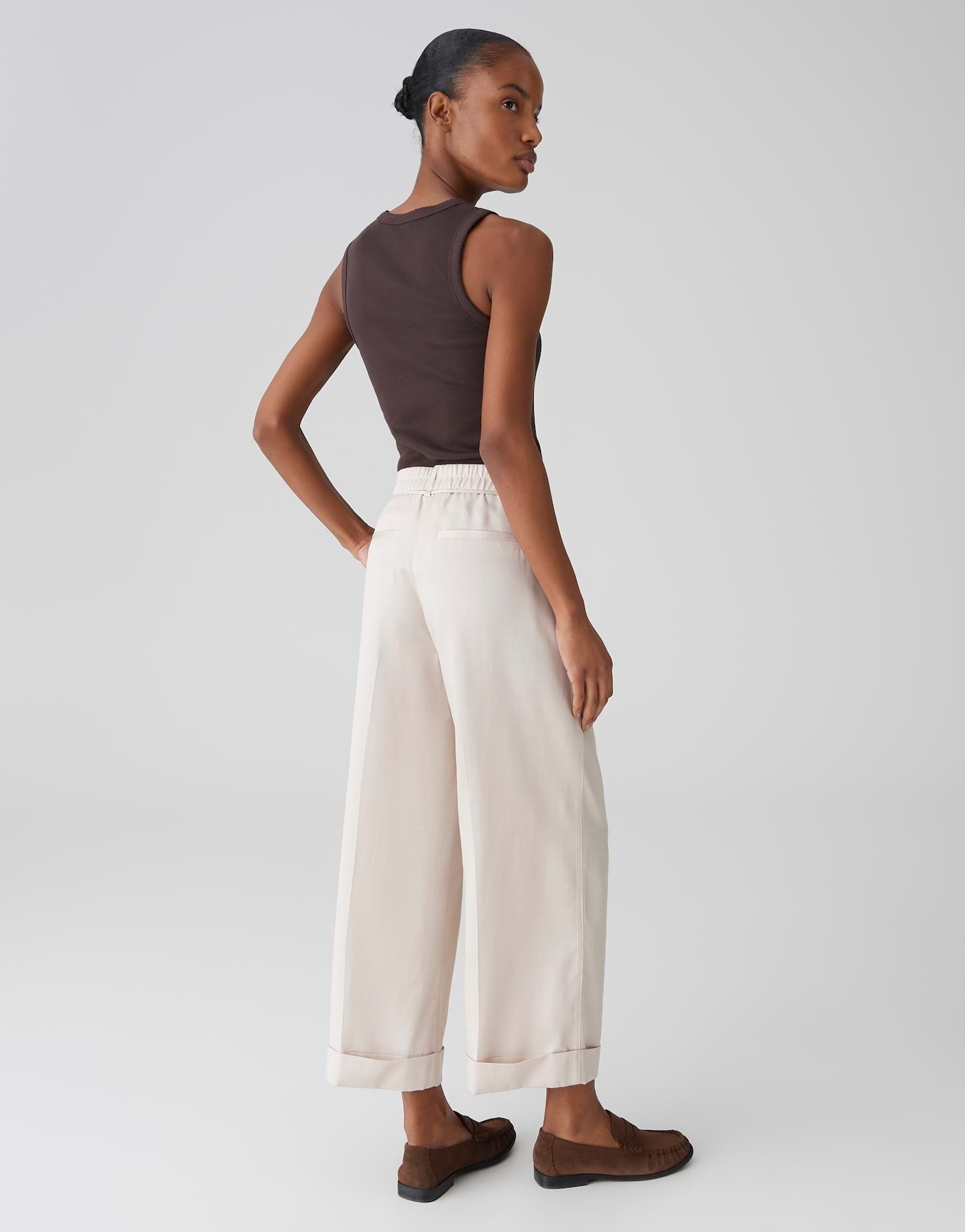 OPUS Stoffhose Relaxed City Pants aus Lyocell Cotton Mix Weiter, gerader Beinverlauf, Kordel zum Binden