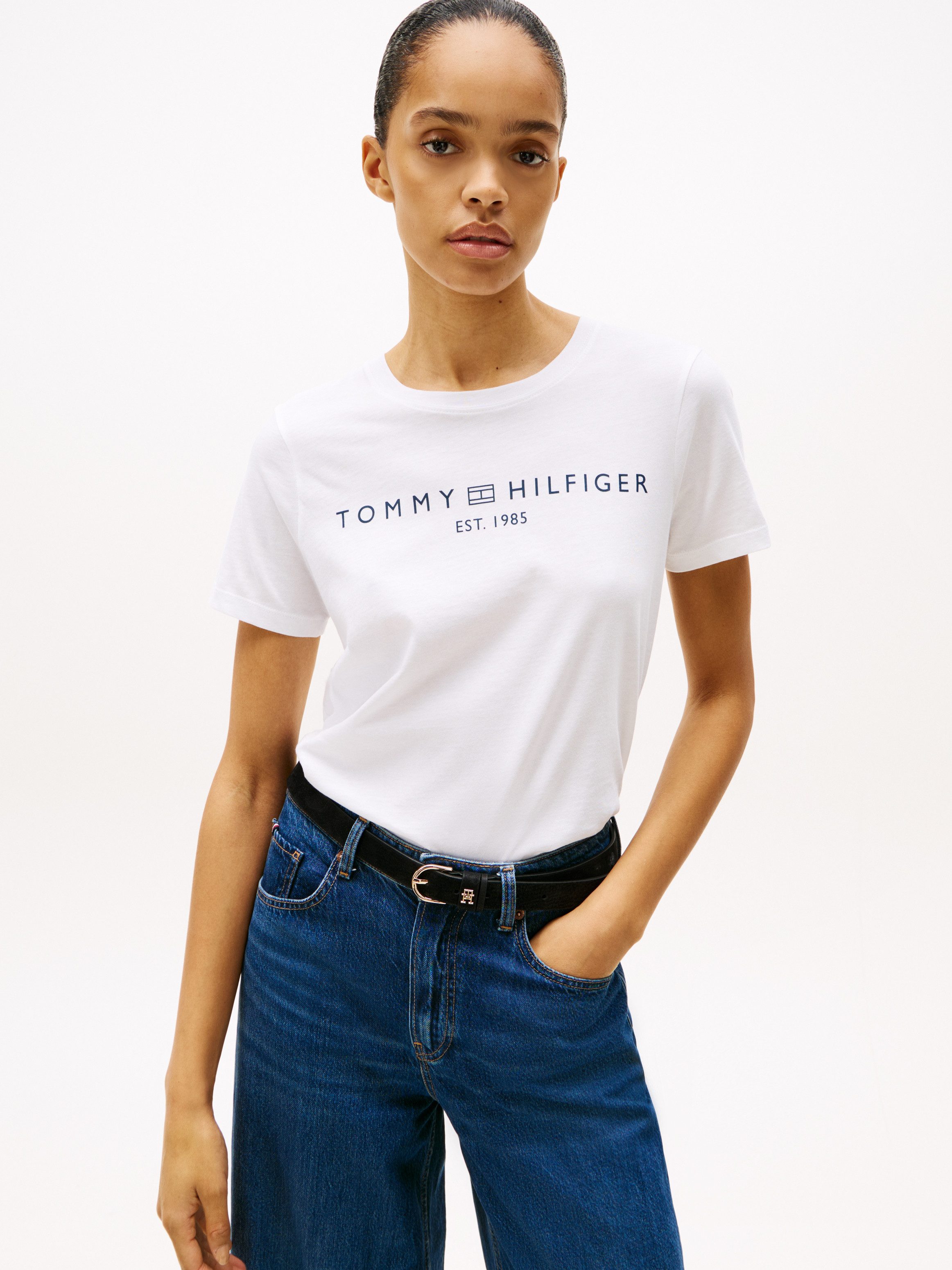Tommy Hilfiger Kurzarmshirt REG CORP LOGO C-NK mit Logoschriftzug und Stick günstig online kaufen