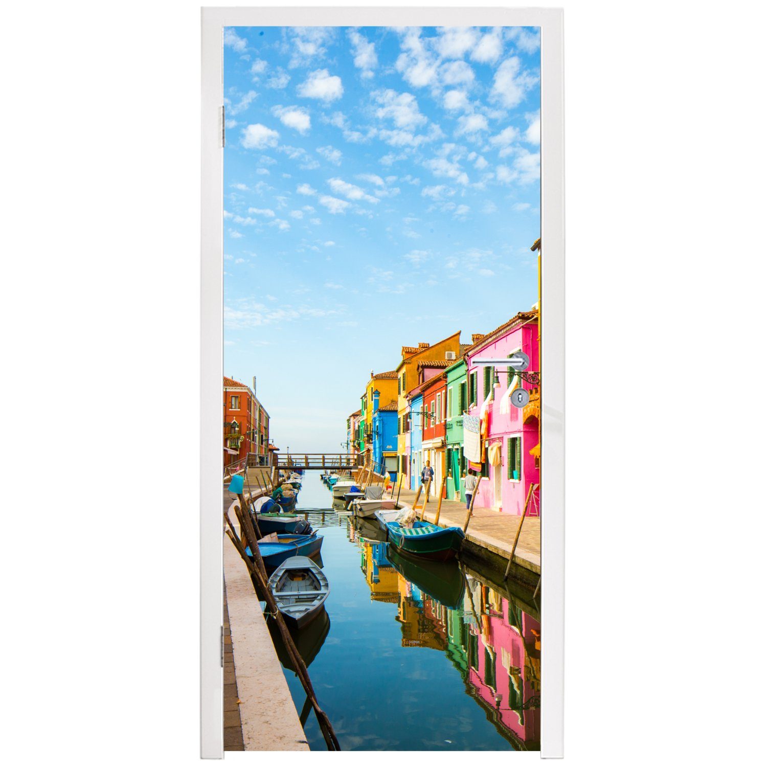 (1 cm Matt, - St), 75x205 Italien - Häuser Türaufkleber, Fototapete Tür, Farben, bedruckt, MuchoWow Türtapete für
