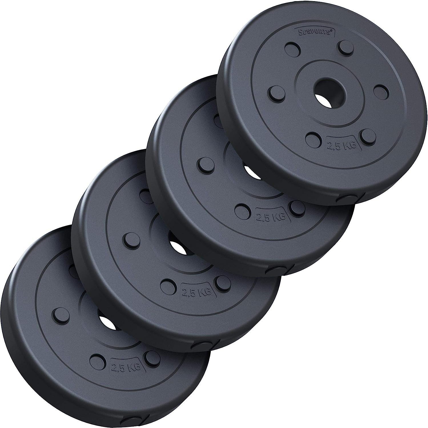ScSPORTS® Hantelscheiben Set 10 Gewichte, kg Gewichtsscheiben Kunststoff 30/31mm (10002974-tlg)