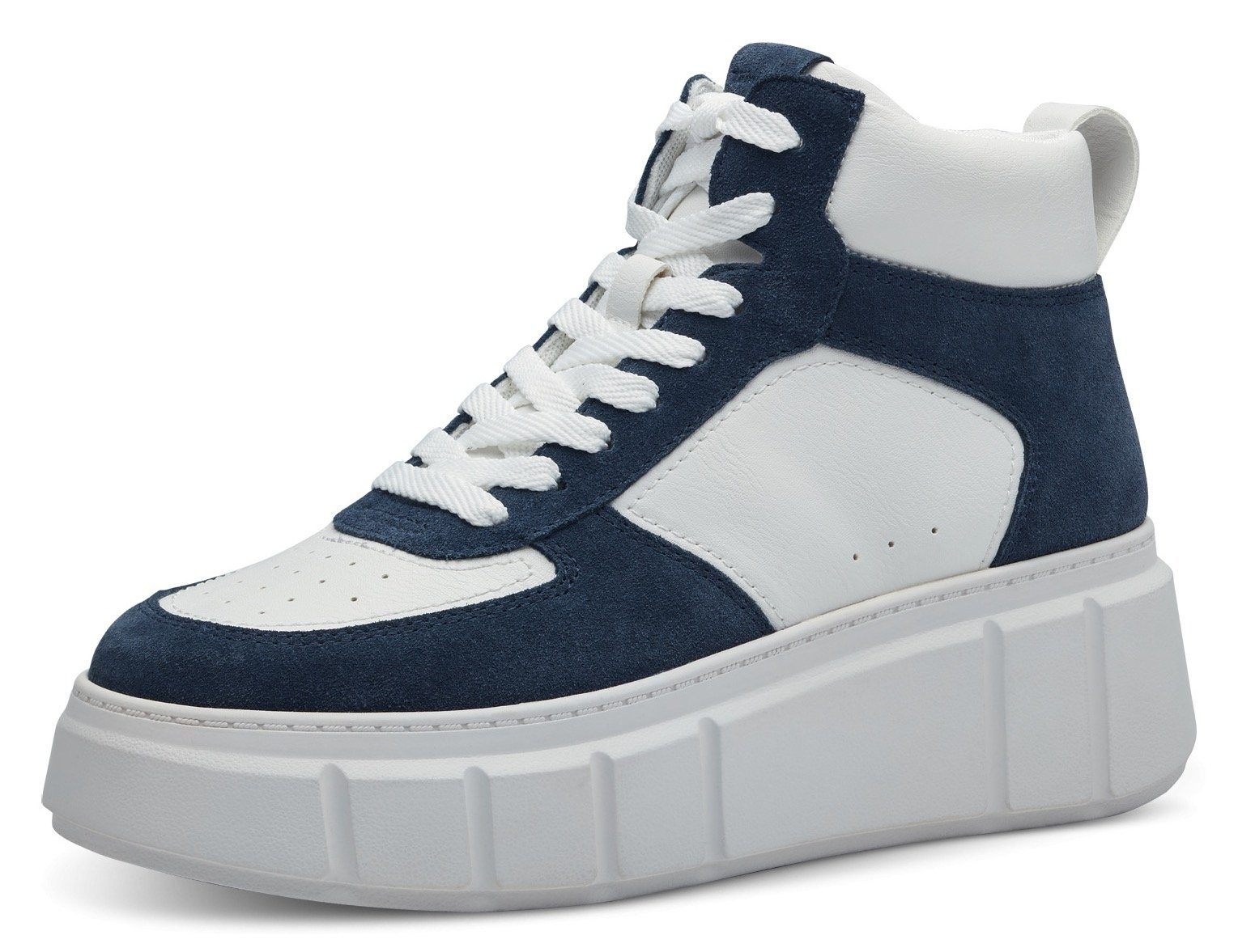 Tamaris Sneaker mit gepolsterten Schaftrand weiß-blau | High Top Sneaker