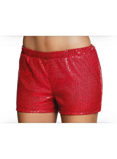 Boland Kostüm Pailletten-Shorts Damen rot, Elastische Shorts mit Glitter-Effekt - ideal zum Kombinieren
