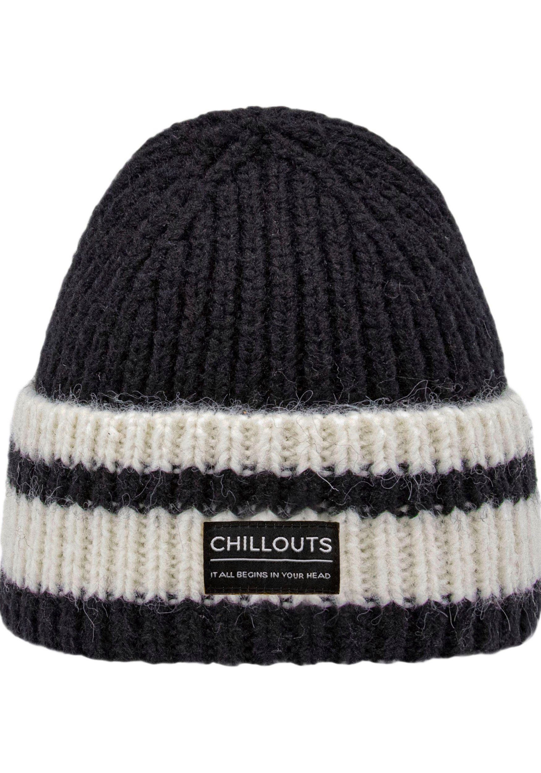 chillouts Strickmütze Cooper Hat mit Kontrast-Streifen black-white